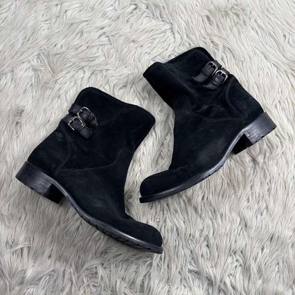 Sesto Meucci Shoes - Sesto Meucci Women's 9.5 Black Slouchy Suede Pull On Moto Boots Biker Boho